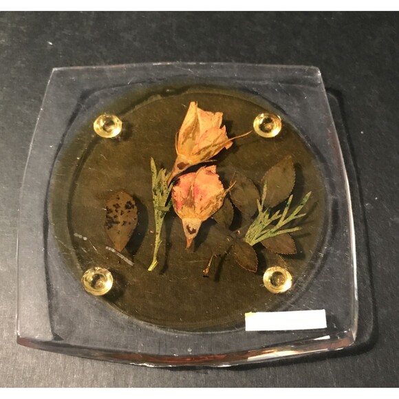 Vintage Coasters with Pressed Flowers Coaster Set Acrylic 5 Pieces - Picture 6 of 7